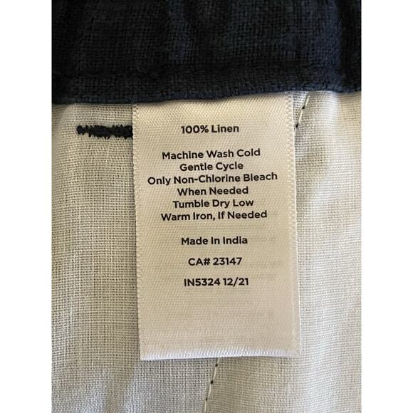 Talbots Navy Blue Linen Pants Size XL Elastic Waist Drawstring Coastal - Picture 12 of 13